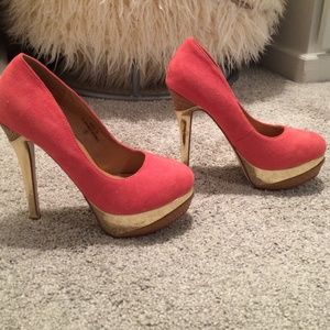 Suede Coral Pumps NEVER WORN